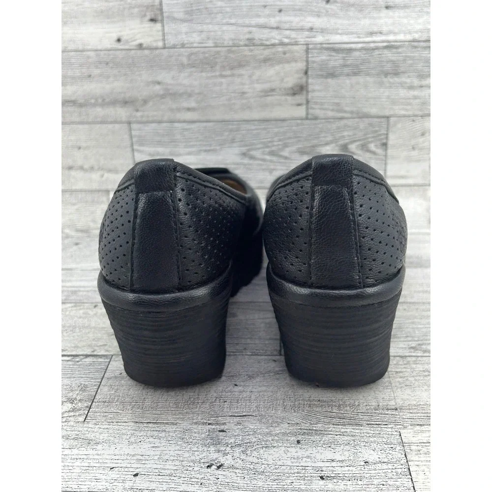 FLY LONDON Black Leather Perforated Wedge Ballet Flats‎ Women Size 37 P500798000